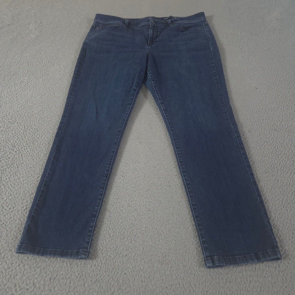 J.Jill Jeans Womens 16 Blue Authentic Fit Slim Ankle Stretch Tencel Cotton Denim